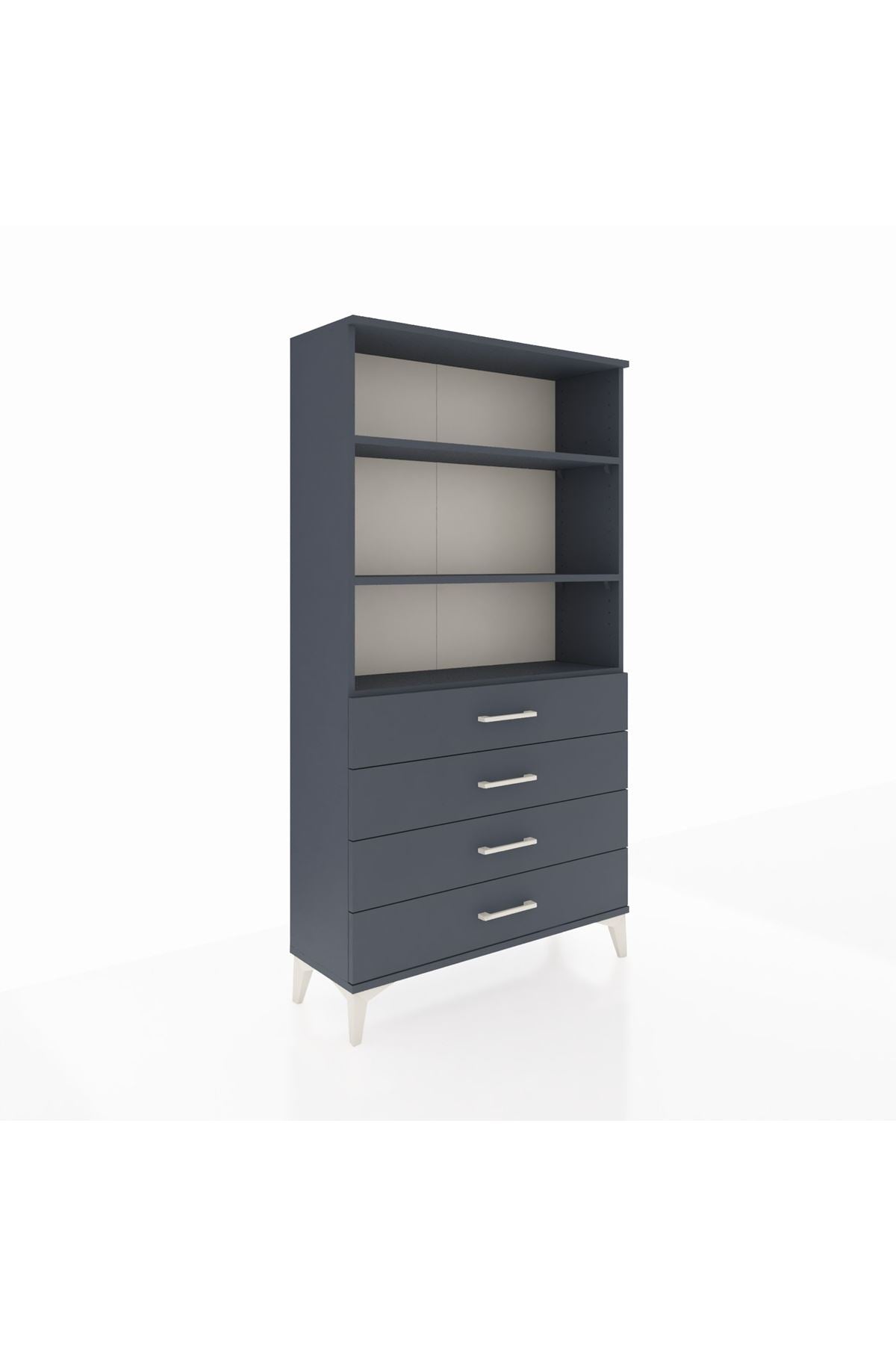 Arges Dolap 3 Raflı 4 Çekmeceli 88x30x163 Antrasit-Antrasit