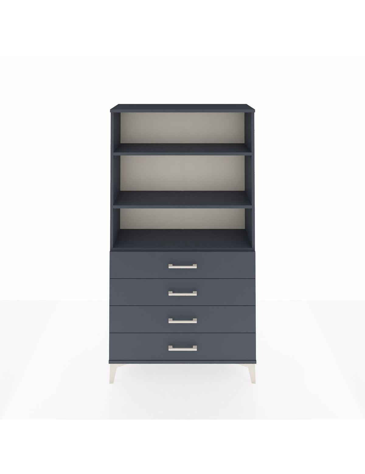 Arges Dolap 3 Raflı 4 Çekmeceli 88x30x163 Antrasit-Antrasit