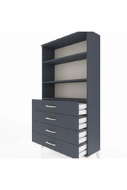 Arges Dolap 3 Raflı 4 Çekmeceli 88x30x163 Antrasit-Antrasit