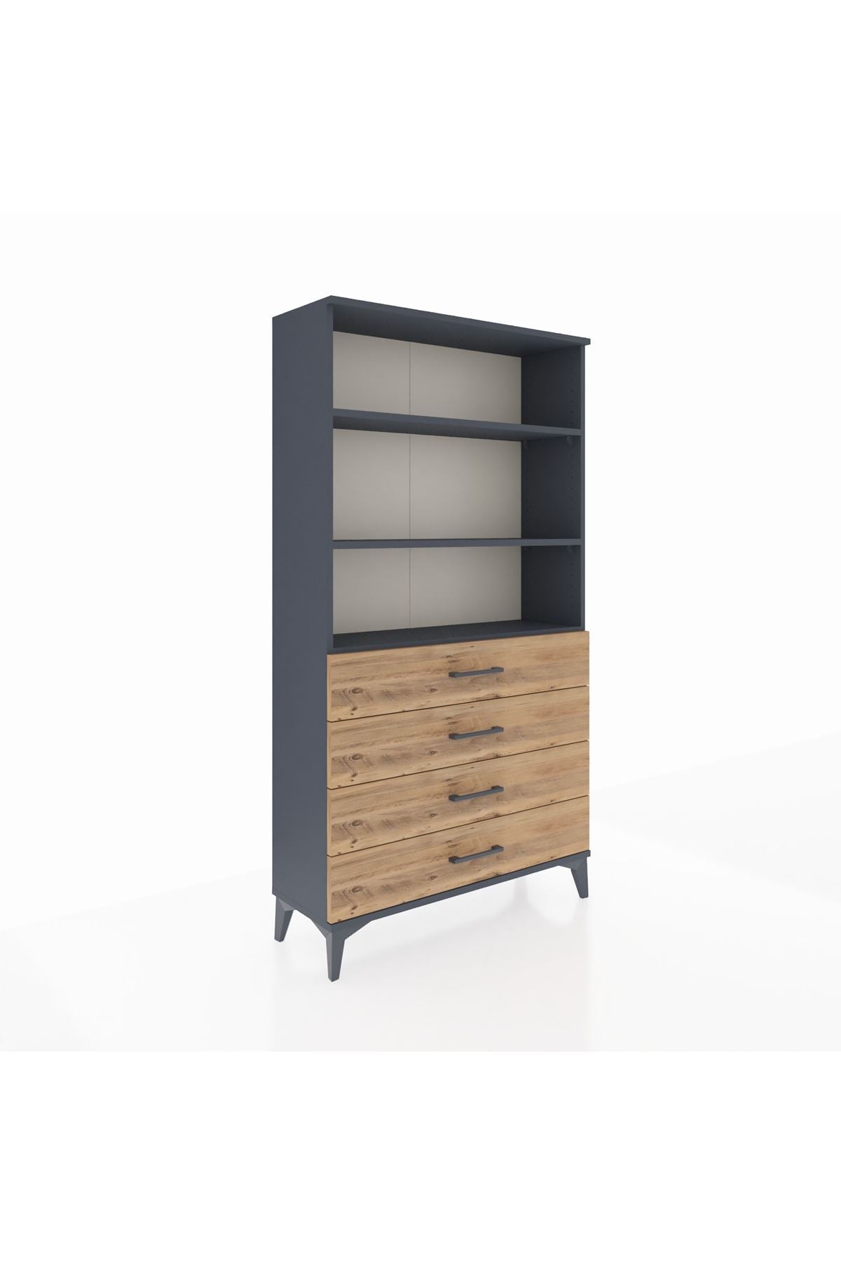 Arges Dolap 3 Raflı 4 Çekmeceli 88x30x163 Antrasit-Çam