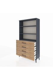 Arges Dolap 3 Raflı 4 Çekmeceli 88x30x163 Antrasit-Çam