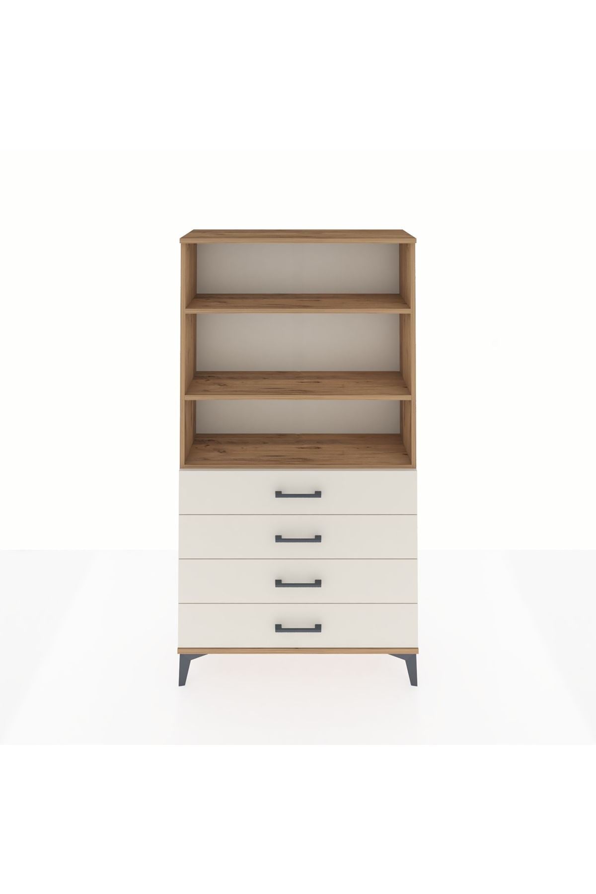 Arges Dolap 3 Raflı 4 Çekmeceli 88x30x163 Çam-Aytaşı