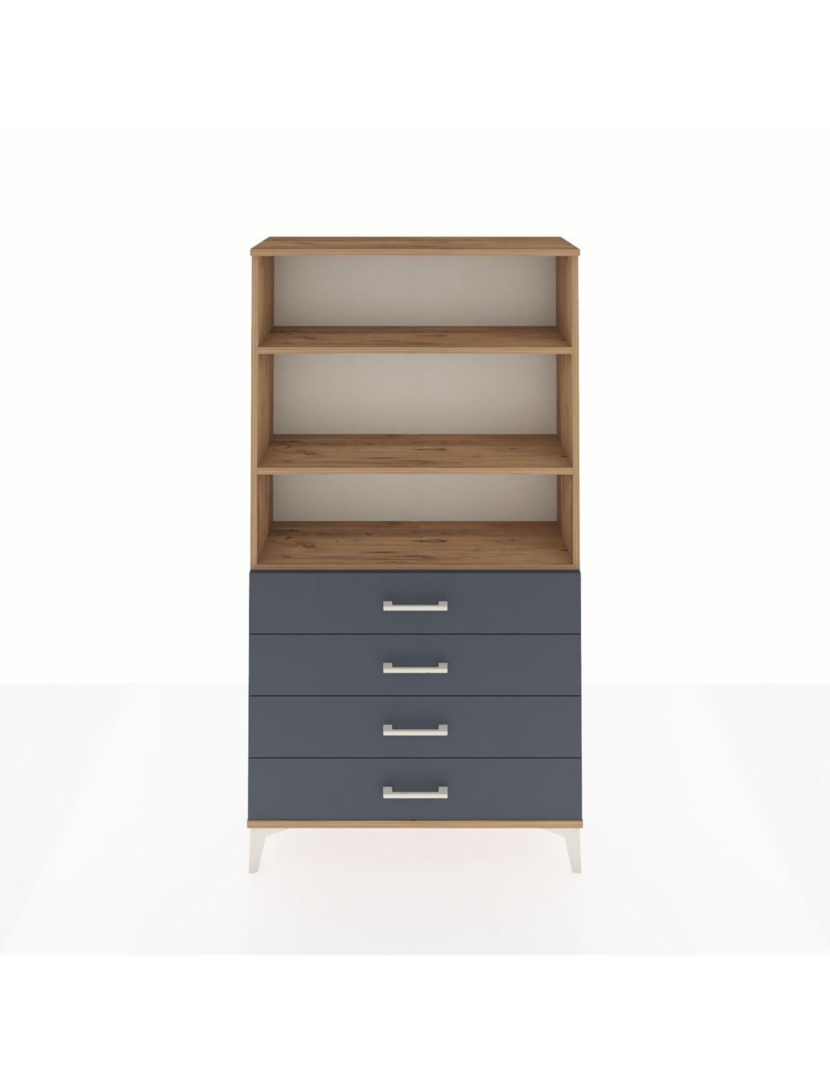 Arges Dolap 3 Raflı 4 Çekmeceli 88x30x163 Çam-Antrasit