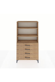 Arges Dolap 3 Raflı 4 Çekmeceli 88x30x163 Çam-Çam