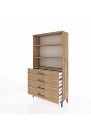 Arges Dolap 3 Raflı 4 Çekmeceli 88x30x163 Çam-Çam