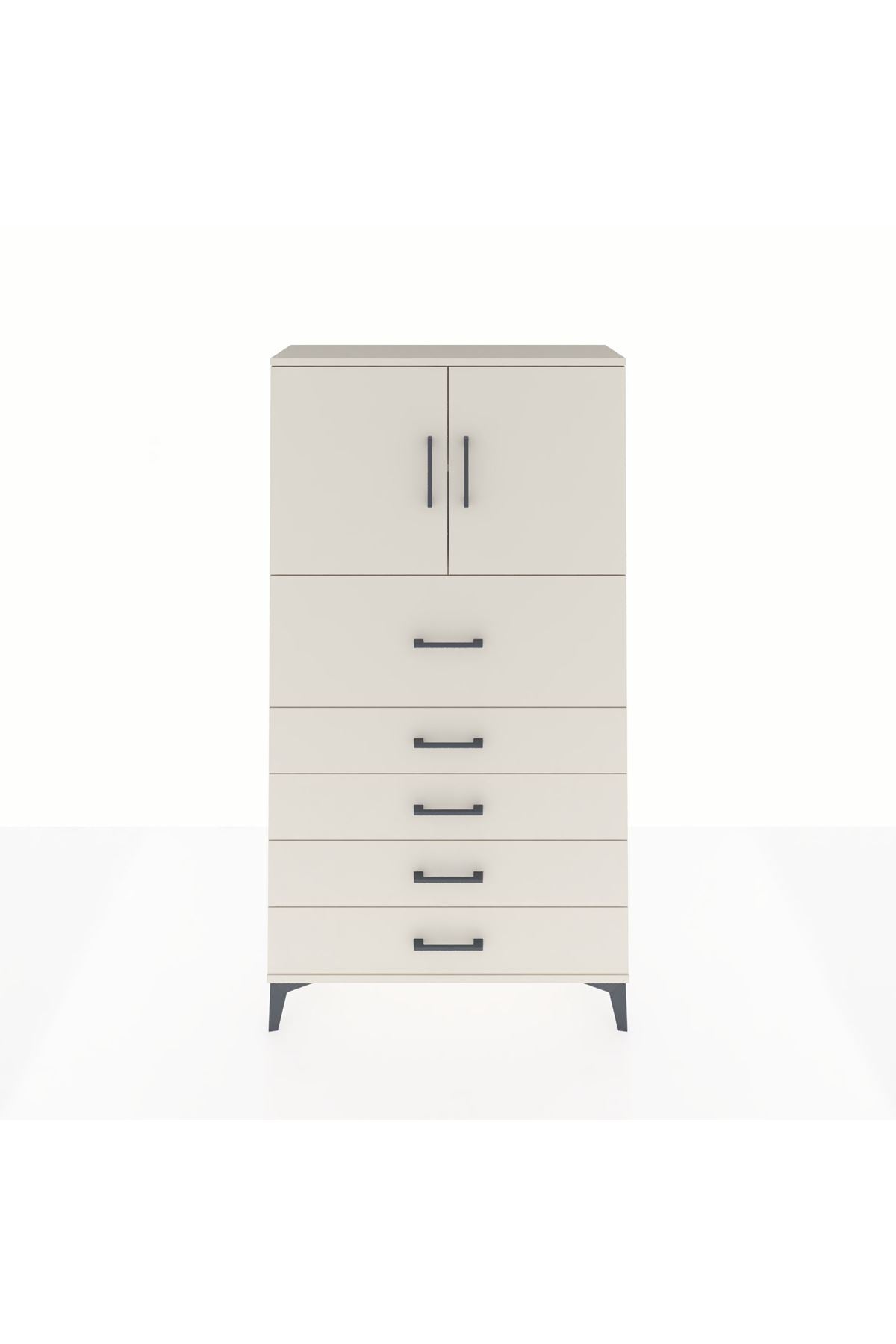 Arges Dolap 2 Raflı 5 Çekmeceli 2 Kapaklı 88x30x163 Aytaşı-Aytaşı