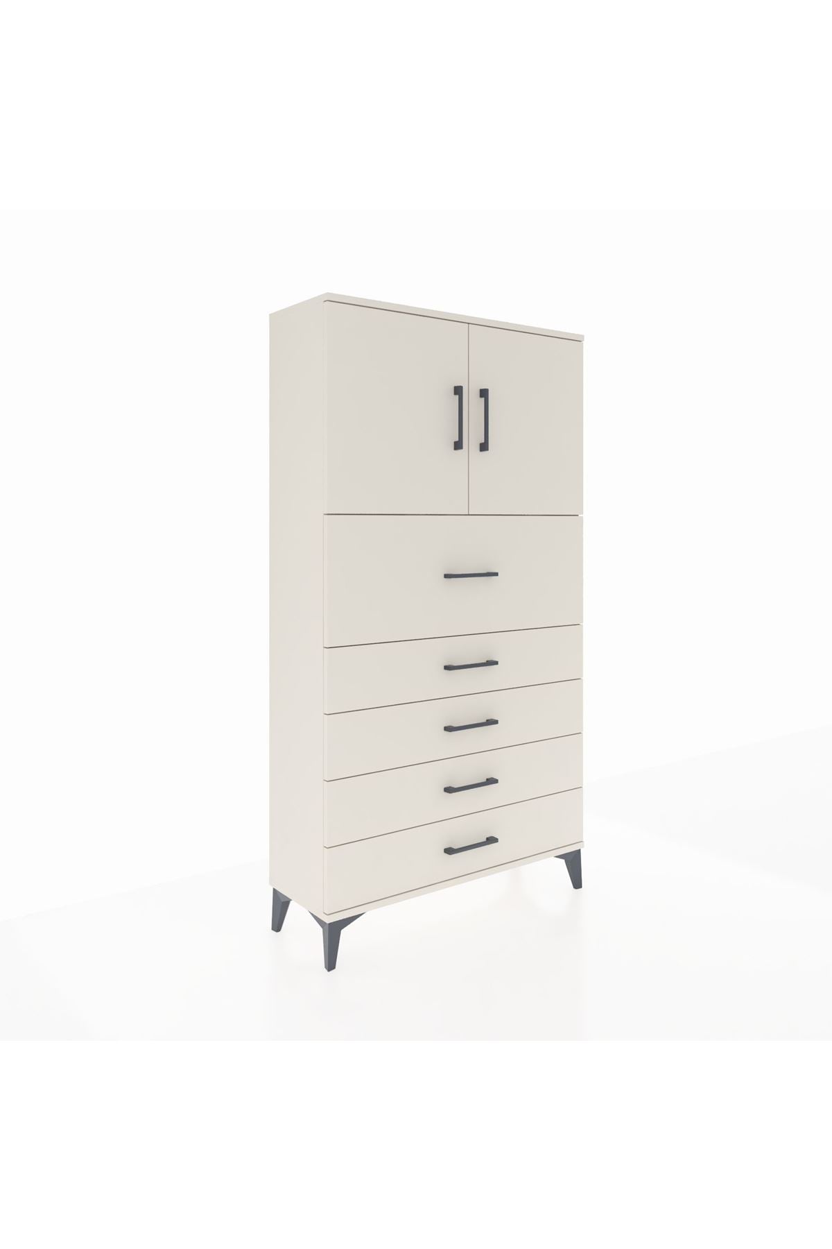 Arges Dolap 2 Raflı 5 Çekmeceli 2 Kapaklı 88x30x163 Aytaşı-Aytaşı