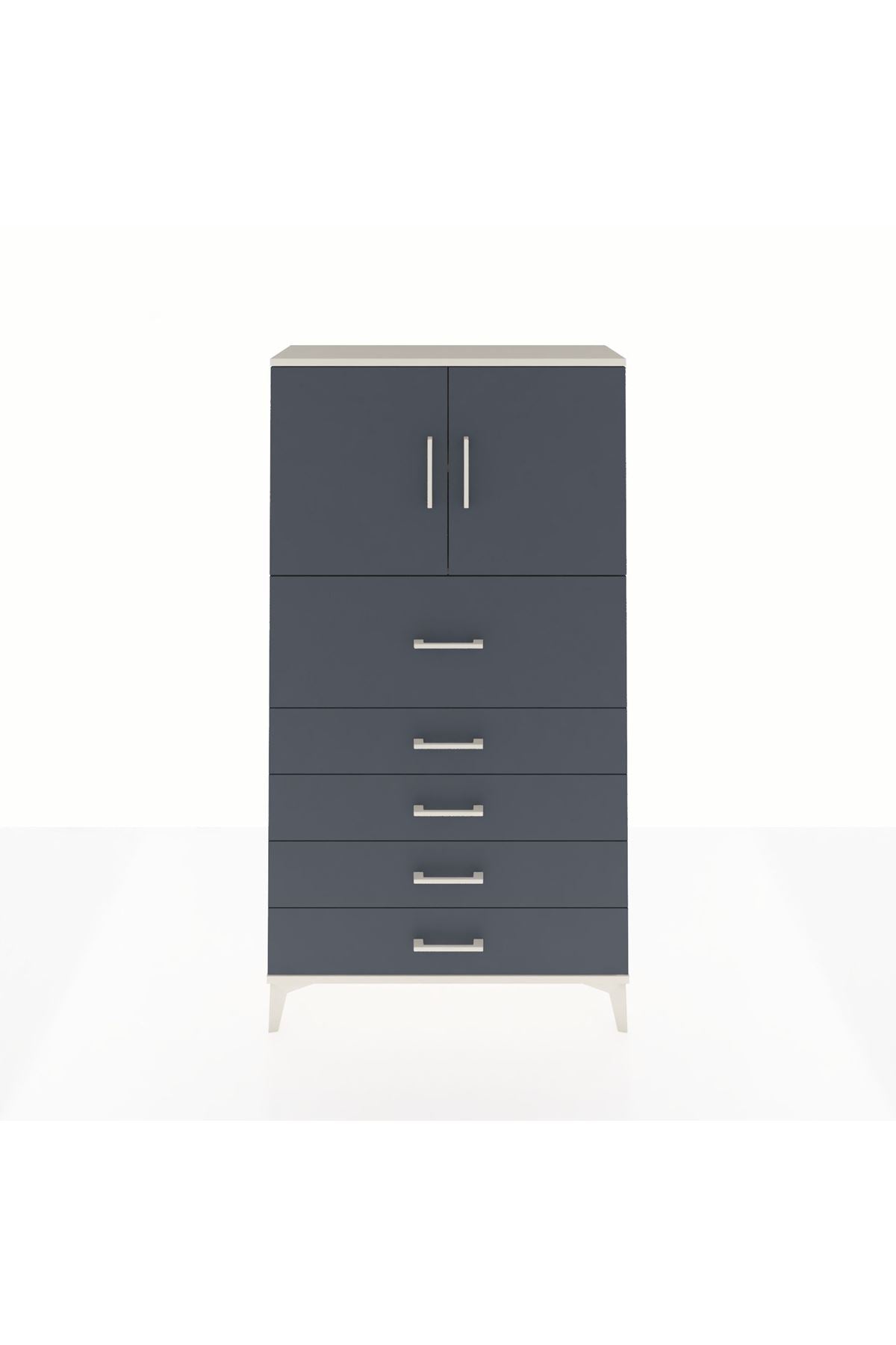 Arges Dolap 2 Raflı 5 Çekmeceli 2 Kapaklı 88x30x163 Aytaşı-Antrasit