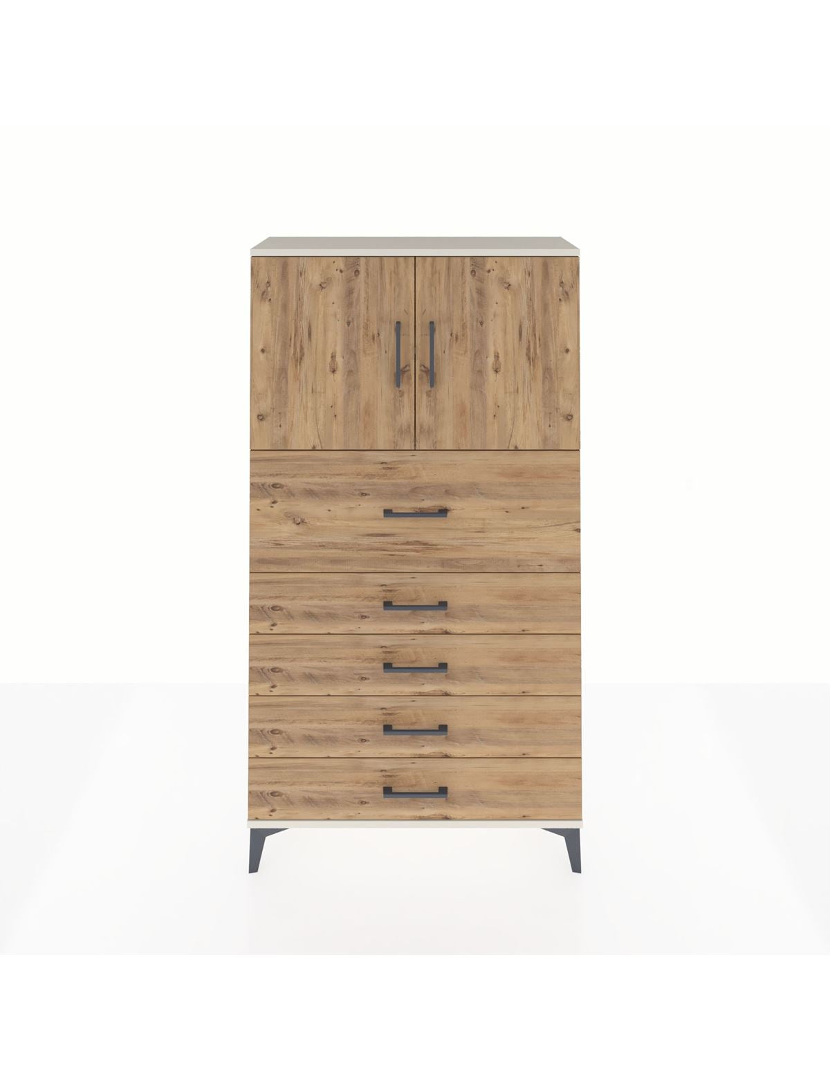 Arges Dolap 2 Raflı 5 Çekmeceli 2 Kapaklı 88x30x163 Aytaşı-Çam