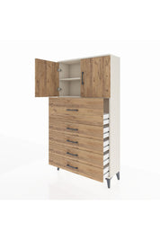 Arges Dolap 2 Raflı 5 Çekmeceli 2 Kapaklı 88x30x163 Aytaşı-Çam