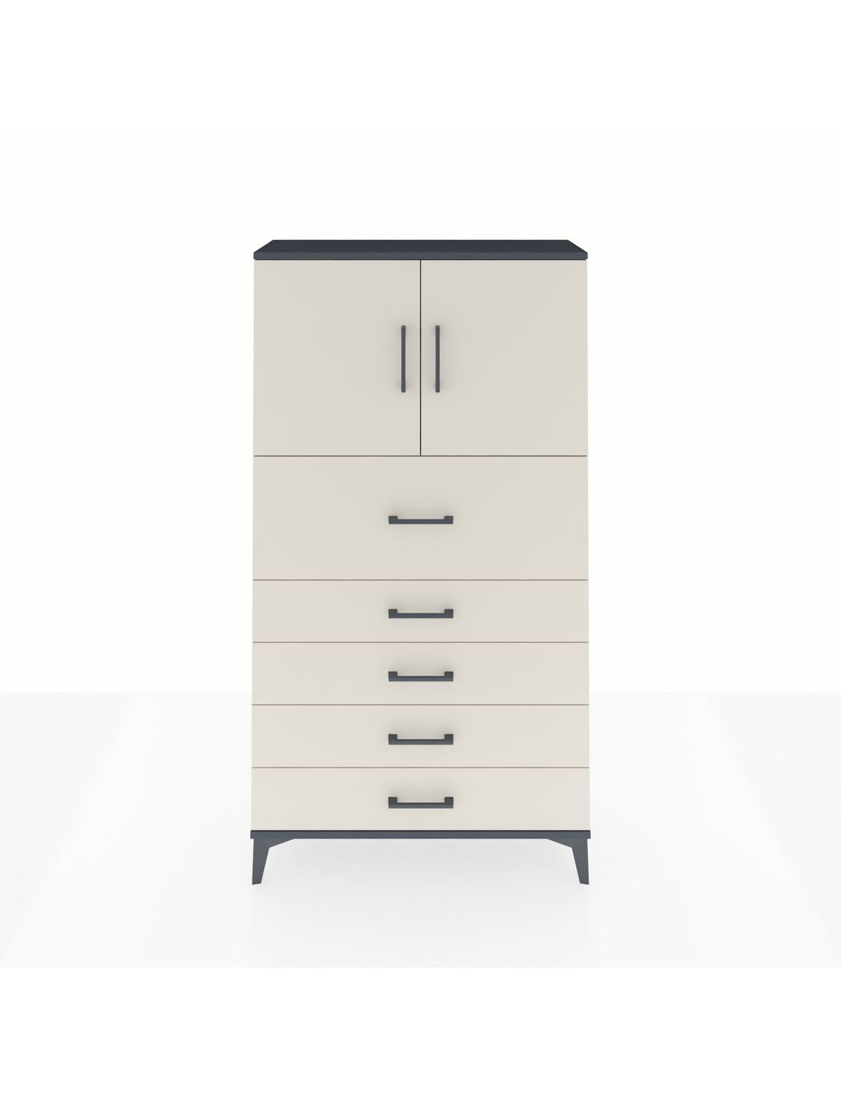 Arges Dolap 2 Raflı 5 Çekmeceli 2 Kapaklı 88x30x163 Antrasit-Aytaşı