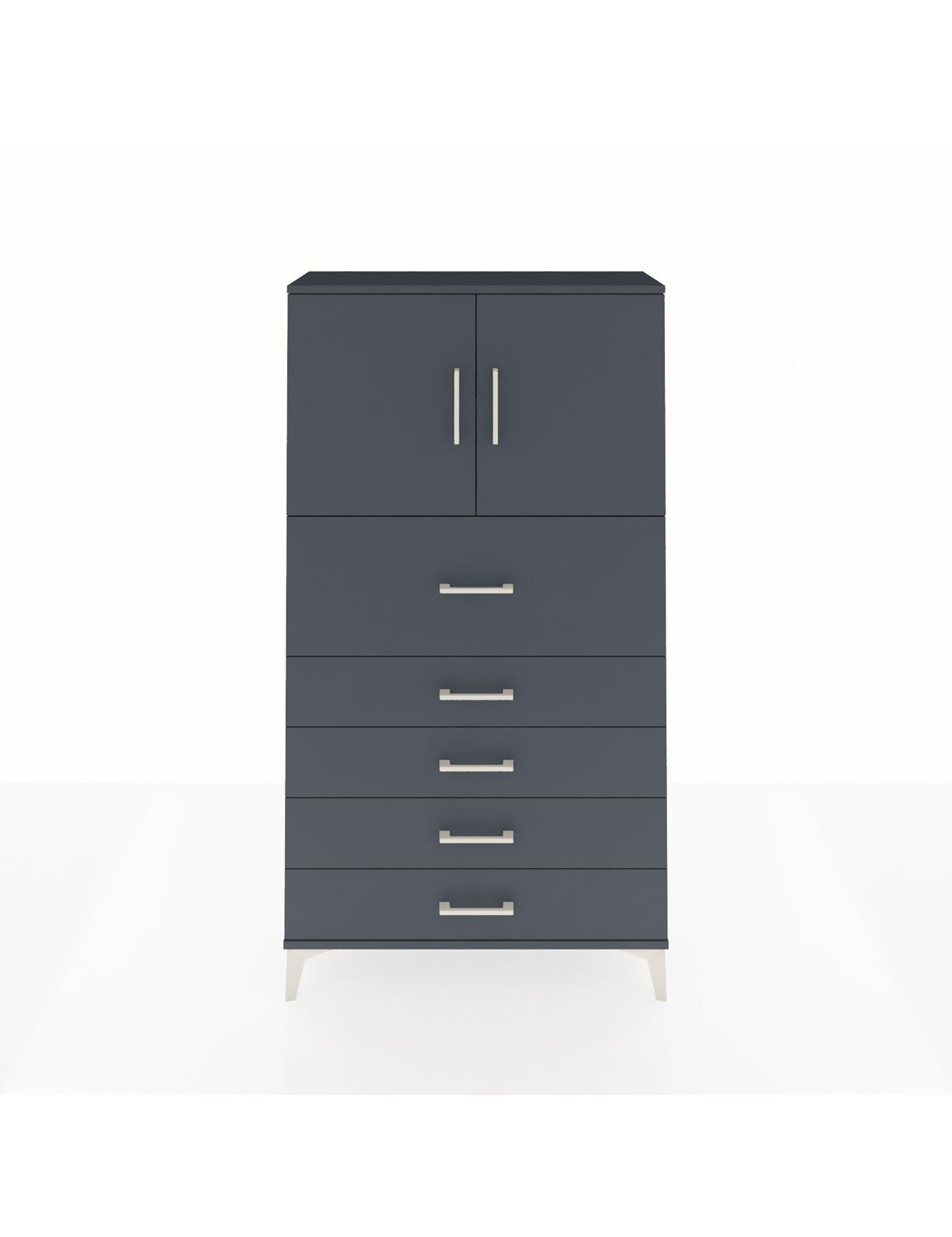 Arges Dolap 2 Raflı 5 Çekmeceli 2 Kapaklı 88x30x163 Antrasit-Antrasit