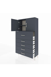 Arges Dolap 2 Raflı 5 Çekmeceli 2 Kapaklı 88x30x163 Antrasit-Antrasit