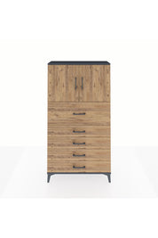 Arges Dolap 2 Raflı 5 Çekmeceli 2 Kapaklı 88x30x163 Antrasit-Çam