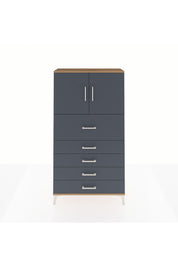 Arges Dolap 2 Raflı 5 Çekmeceli 2 Kapaklı 88x30x163 Çam-Antrasit