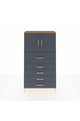 Arges Dolap 2 Raflı 5 Çekmeceli 2 Kapaklı 88x30x163