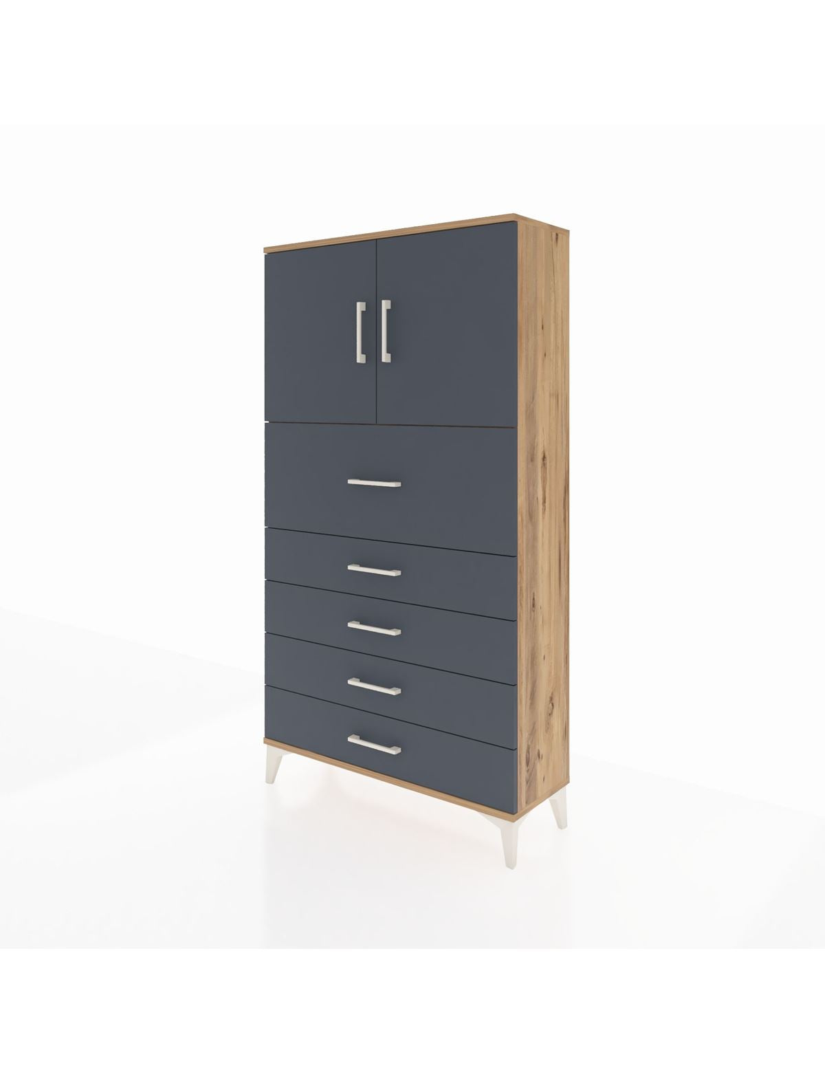 Arges Dolap 2 Raflı 5 Çekmeceli 2 Kapaklı 88x30x163 - S21M158V8A
