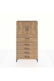 Arges Dolap 2 Raflı 5 Çekmeceli 2 Kapaklı 88x30x163 Çam-Çam