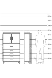 Arges Dolap 2 Raflı 5 Çekmeceli 2 Kapaklı 88x30x163 Çam-Çam