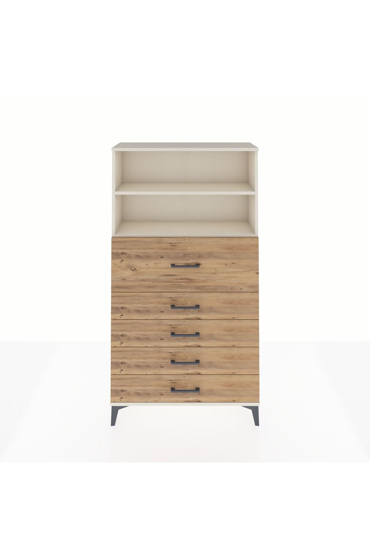 Arges Dolap 2 Raflı 5 Çekmeceli 88x30x163 Aytaşı-Çam