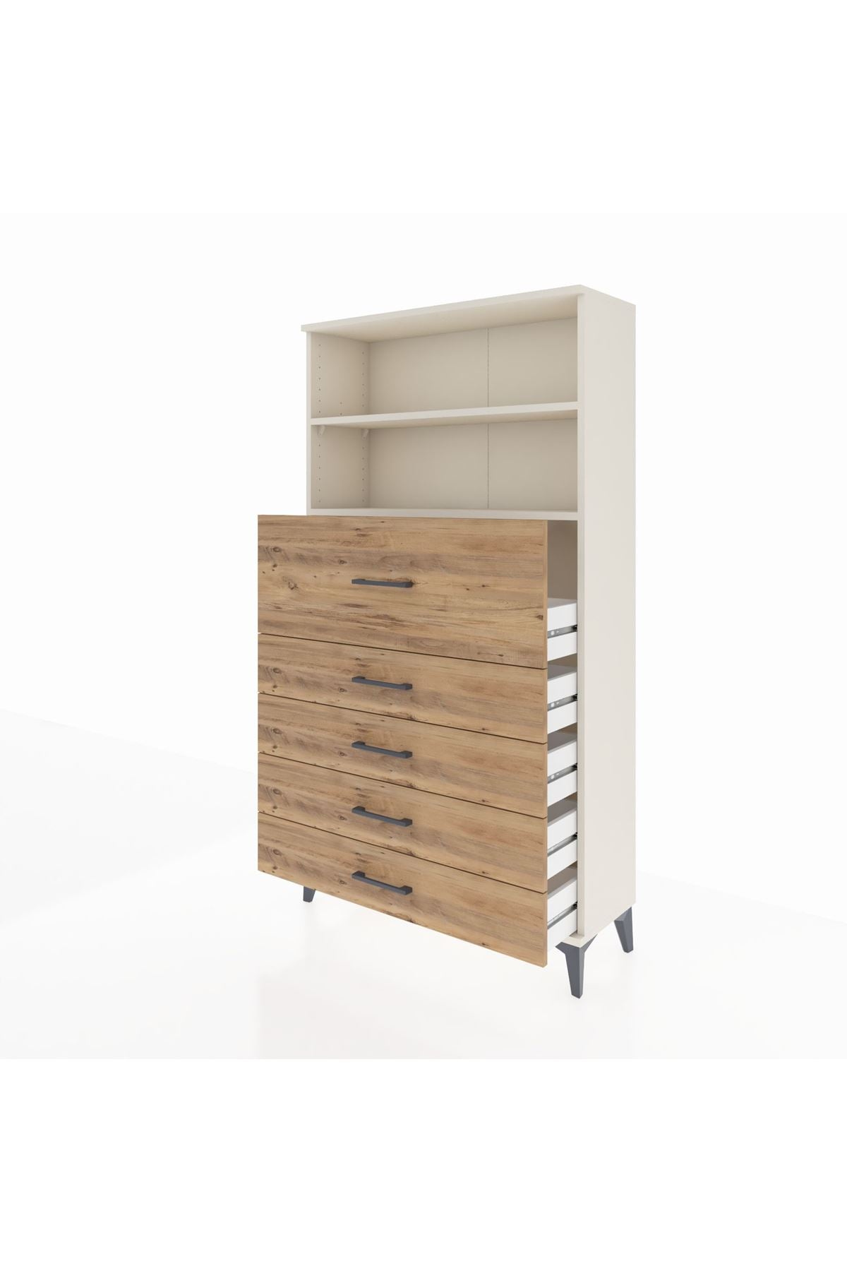 Arges Dolap 2 Raflı 5 Çekmeceli 88x30x163 Aytaşı-Çam