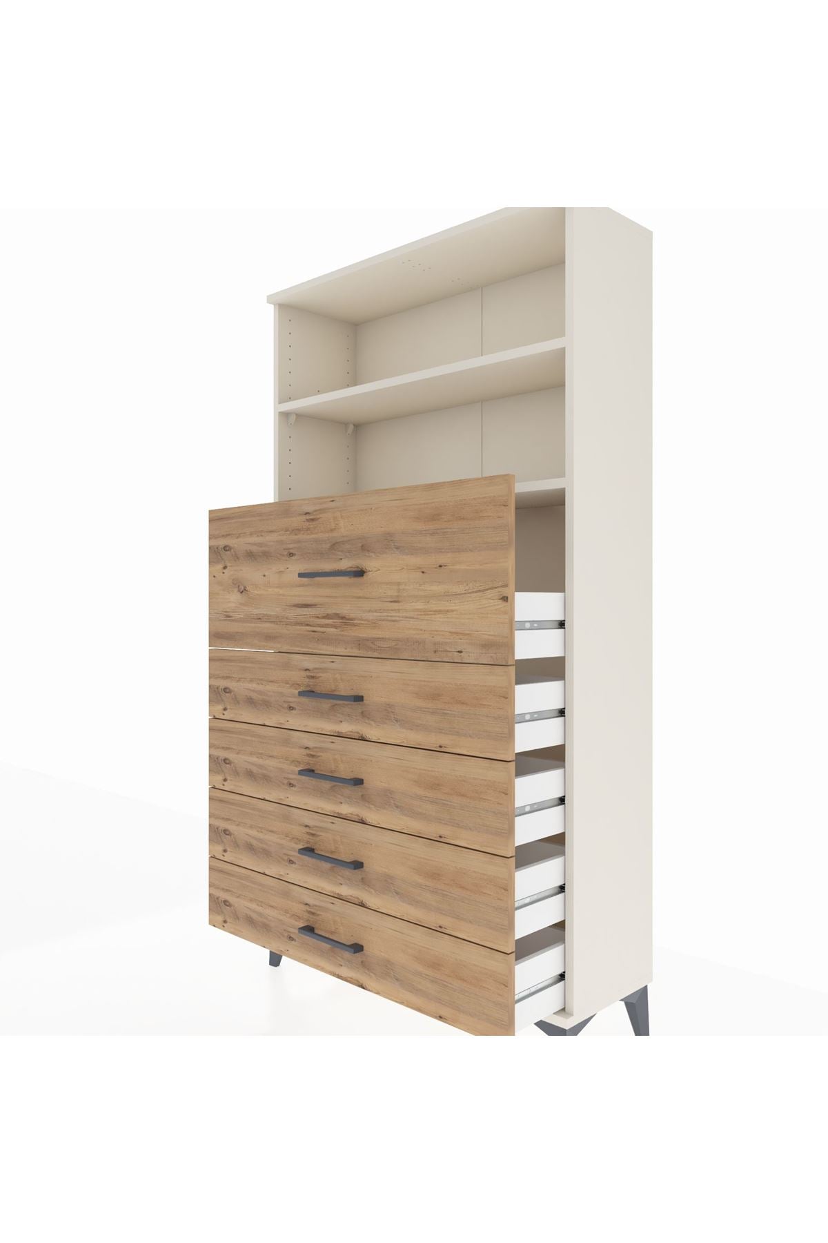 Arges Dolap 2 Raflı 5 Çekmeceli 88x30x163 Aytaşı-Çam