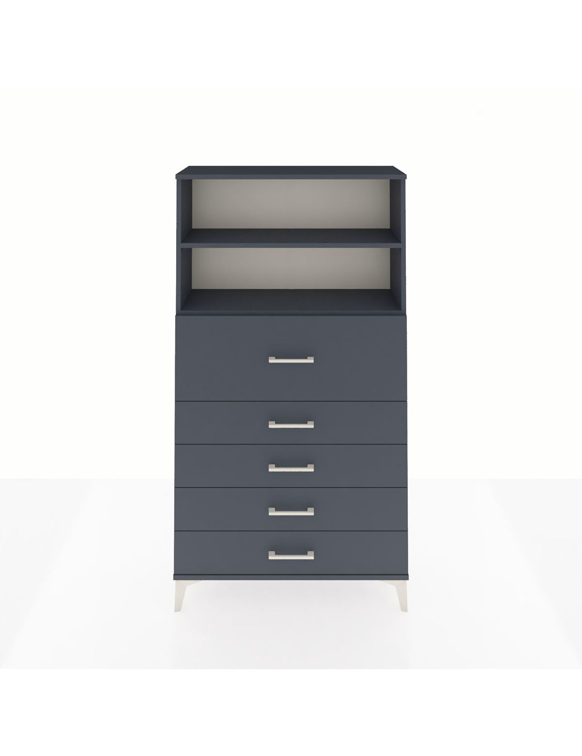 Arges Dolap 2 Raflı 5 Çekmeceli 88x30x163 Antrasit-Antrasit