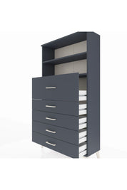 Arges Dolap 2 Raflı 5 Çekmeceli 88x30x163 Antrasit-Antrasit