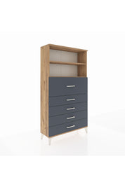 Arges Dolap 2 Raflı 5 Çekmeceli 88x30x163 Çam-Antrasit