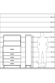 Arges Dolap 2 Raflı 5 Çekmeceli 88x30x163 Çam-Antrasit
