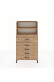 Arges Dolap 2 Raflı 5 Çekmeceli 88x30x163 Çam-Çam