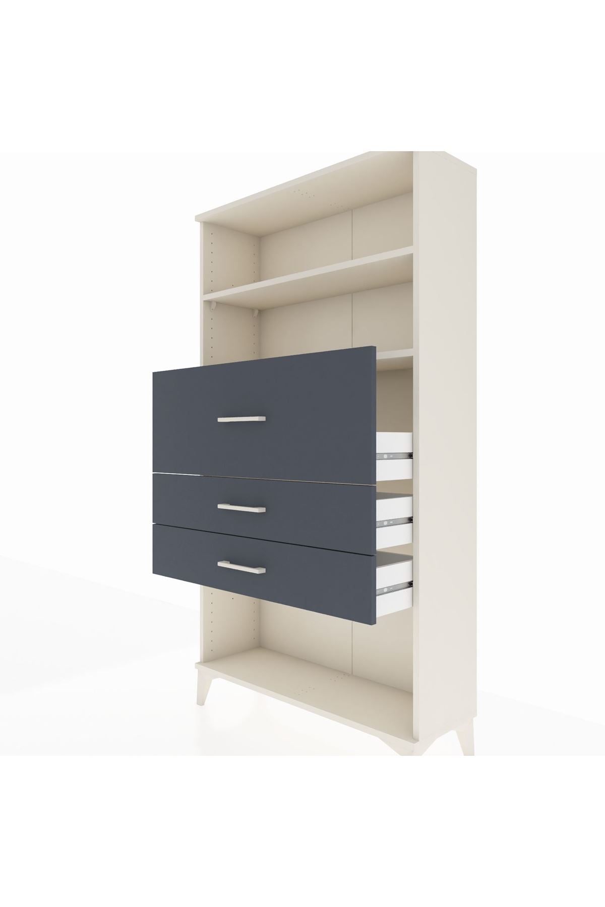 Arges Dolap 2 Raflı 3 Çekmeceli 88x30x163 Aytaşı-Antrasit