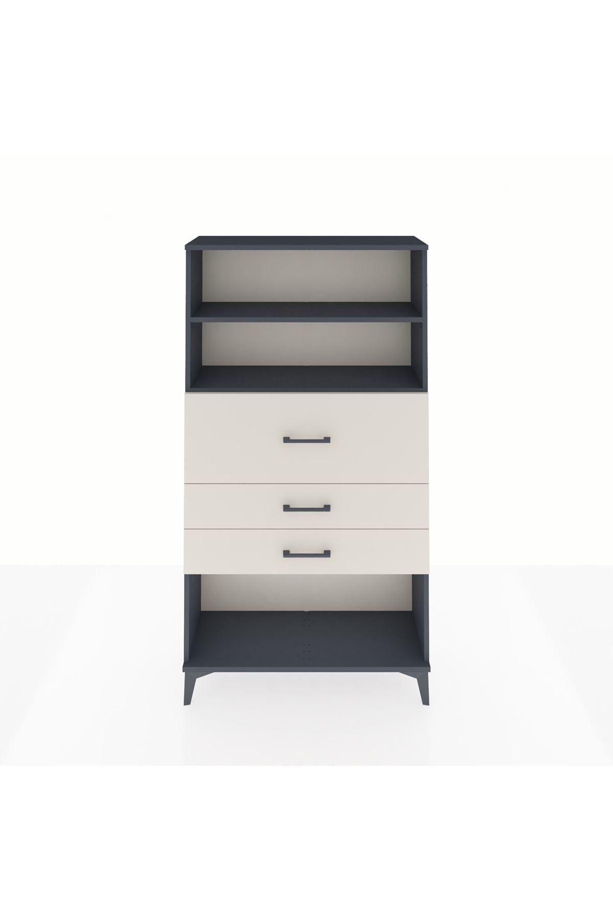 Arges Dolap 2 Raflı 3 Çekmeceli 88x30x163 Antrasit-Aytaşı