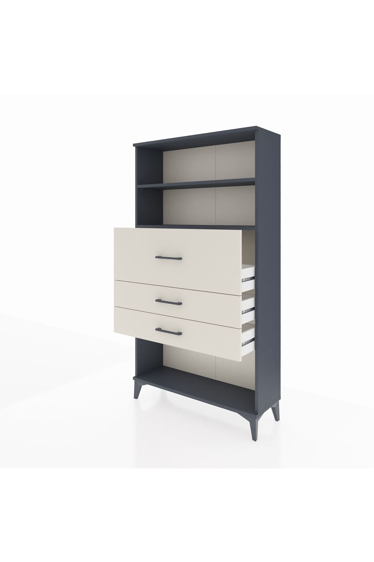 Arges Dolap 2 Raflı 3 Çekmeceli 88x30x163 Antrasit-Aytaşı