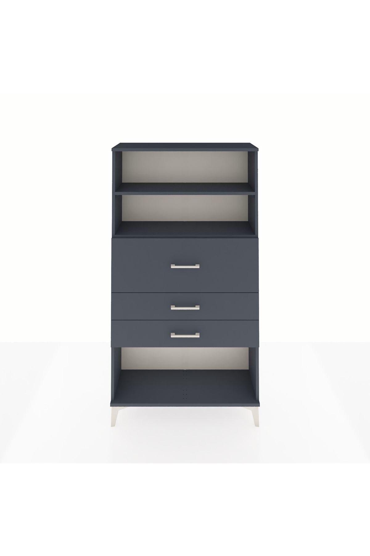 Arges Dolap 2 Raflı 3 Çekmeceli 88x30x163 Antrasit-Antrasit