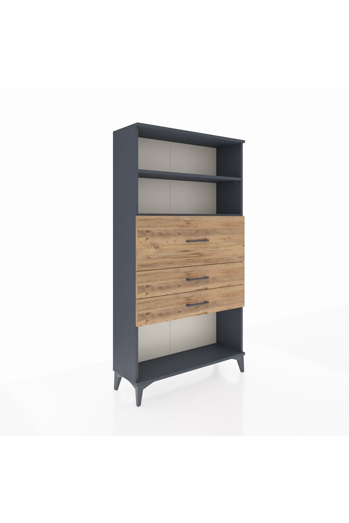 Arges Dolap 2 Raflı 3 Çekmeceli 88x30x163 Antrasit-Çam