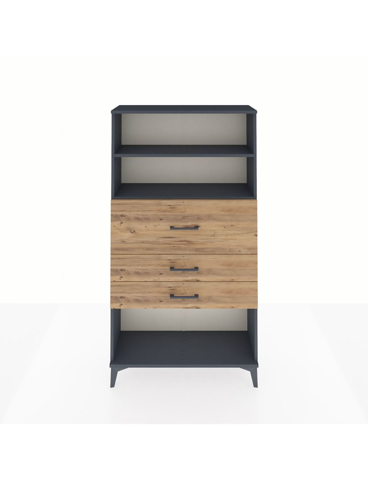 Arges Dolap 2 Raflı 3 Çekmeceli 88x30x163 Antrasit-Çam