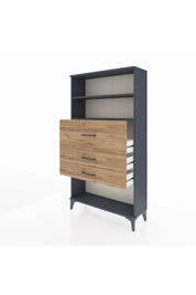 Arges Dolap 2 Raflı 3 Çekmeceli 88x30x163 Antrasit-Çam