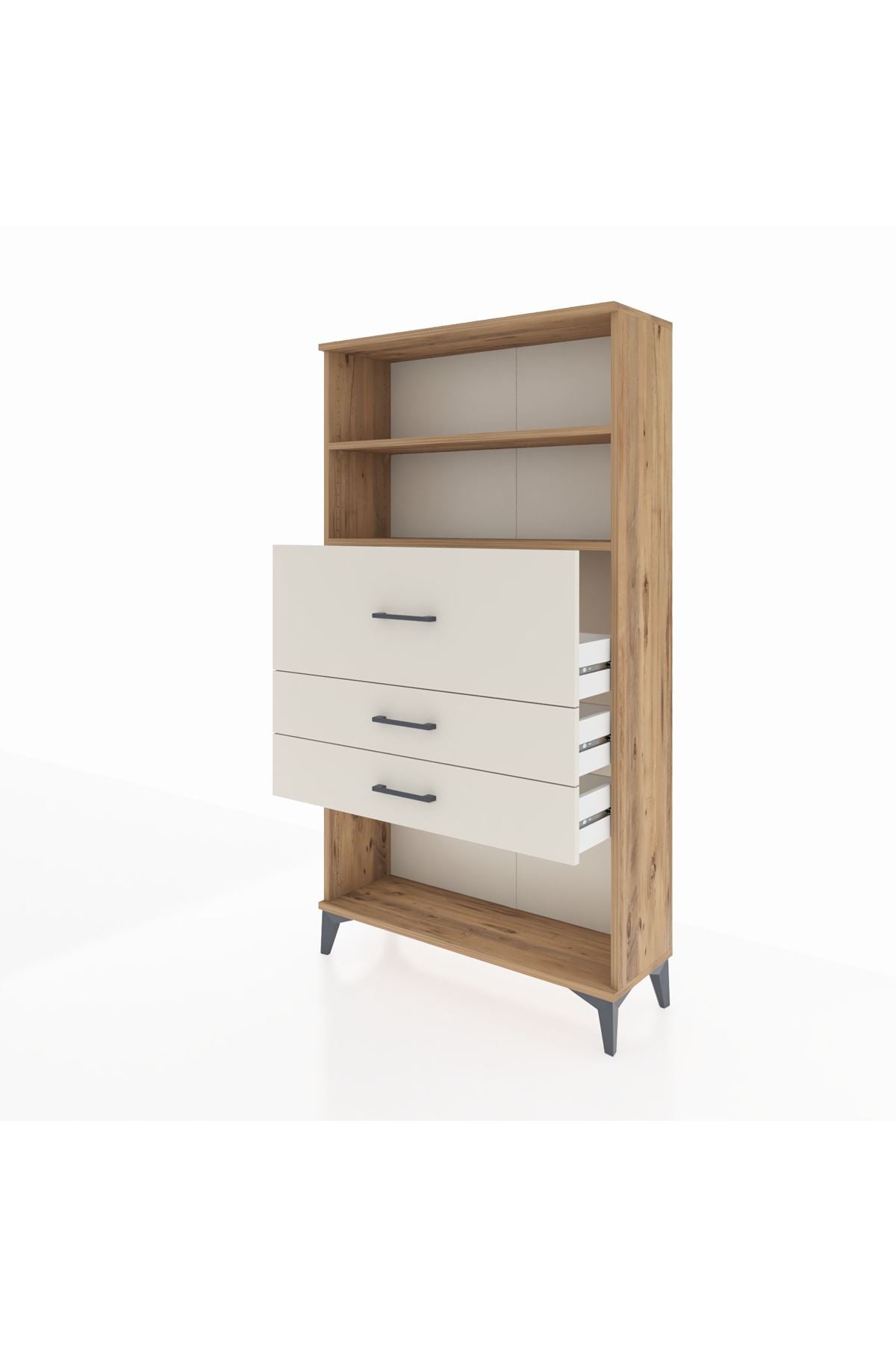 Arges Dolap 2 Raflı 3 Çekmeceli 88x30x163 Çam-Aytaşı