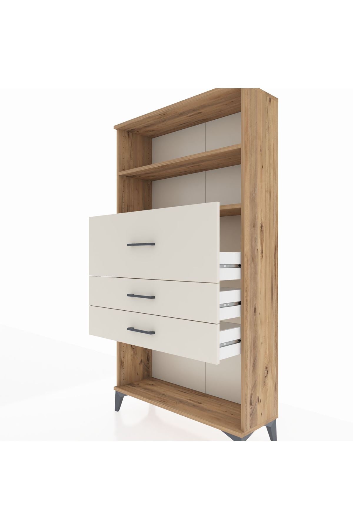 Arges Dolap 2 Raflı 3 Çekmeceli 88x30x163 Çam-Aytaşı