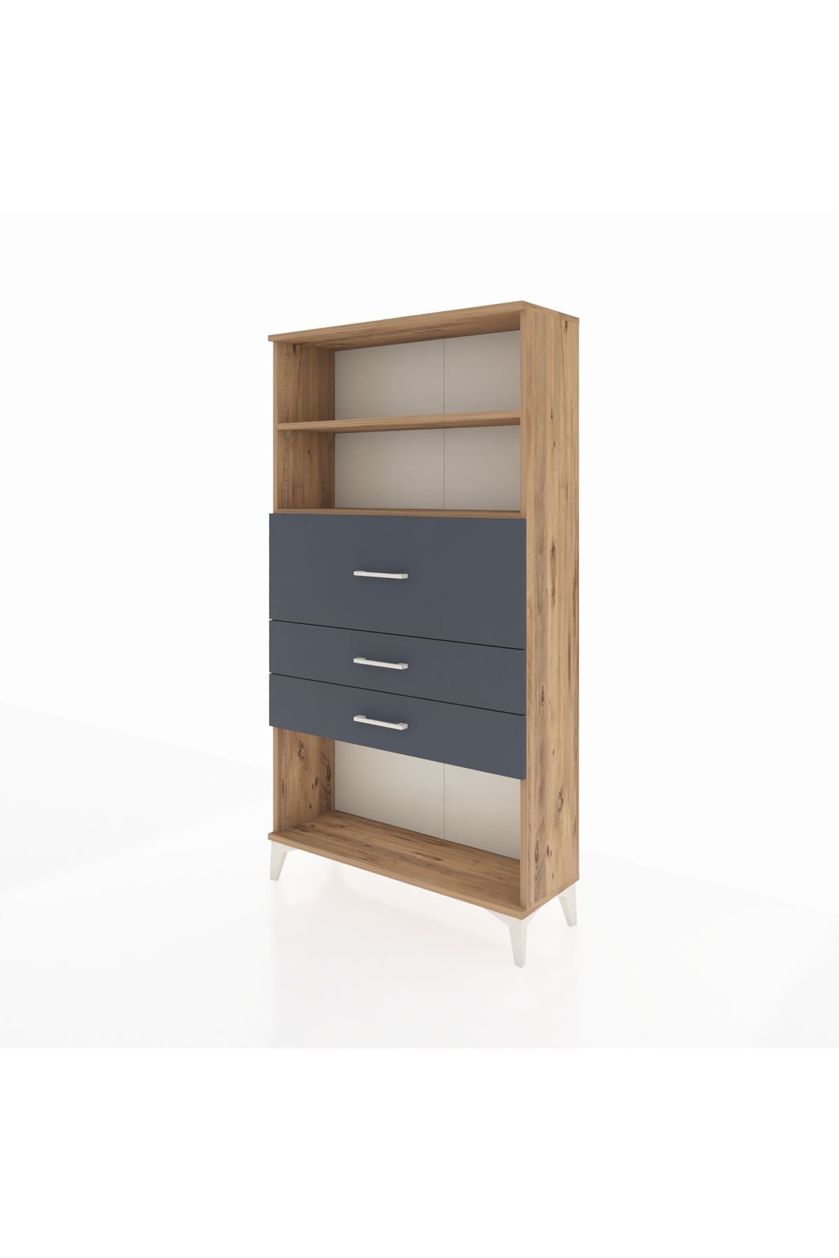 Arges Dolap 2 Raflı 3 Çekmeceli 88x30x163 Çam-Antrasit