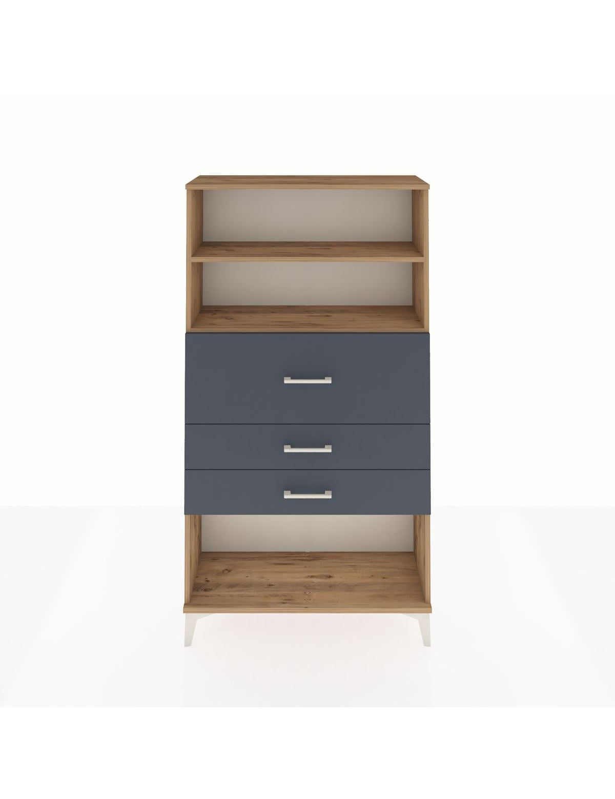 Arges Dolap 2 Raflı 3 Çekmeceli 88x30x163 Çam-Antrasit