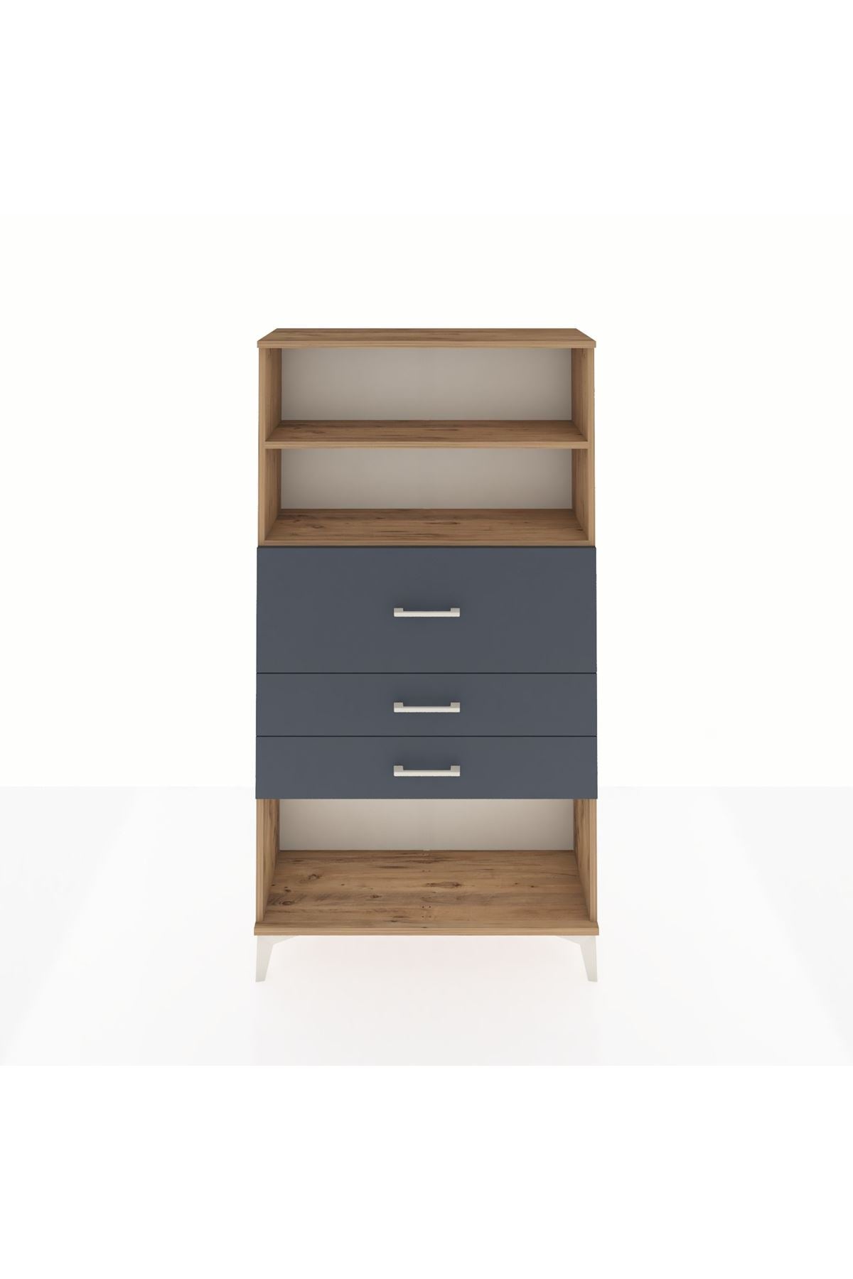 Arges Dolap 2 Raflı 3 Çekmeceli 88x30x163 Çam-Antrasit