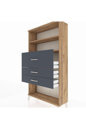 Arges Dolap 2 Raflı 3 Çekmeceli 88x30x163 Çam-Antrasit