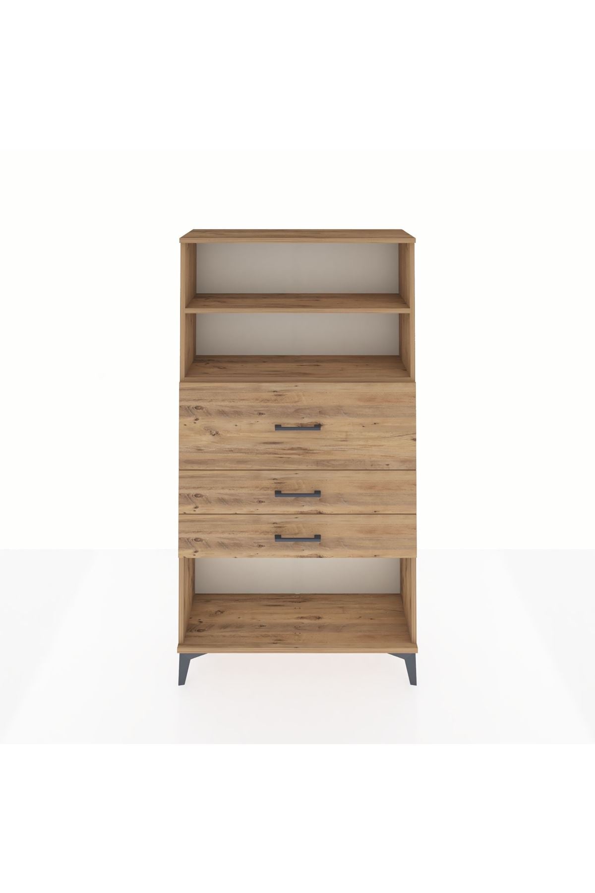 Arges Dolap 2 Raflı 3 Çekmeceli 88x30x163 Çam-Çam