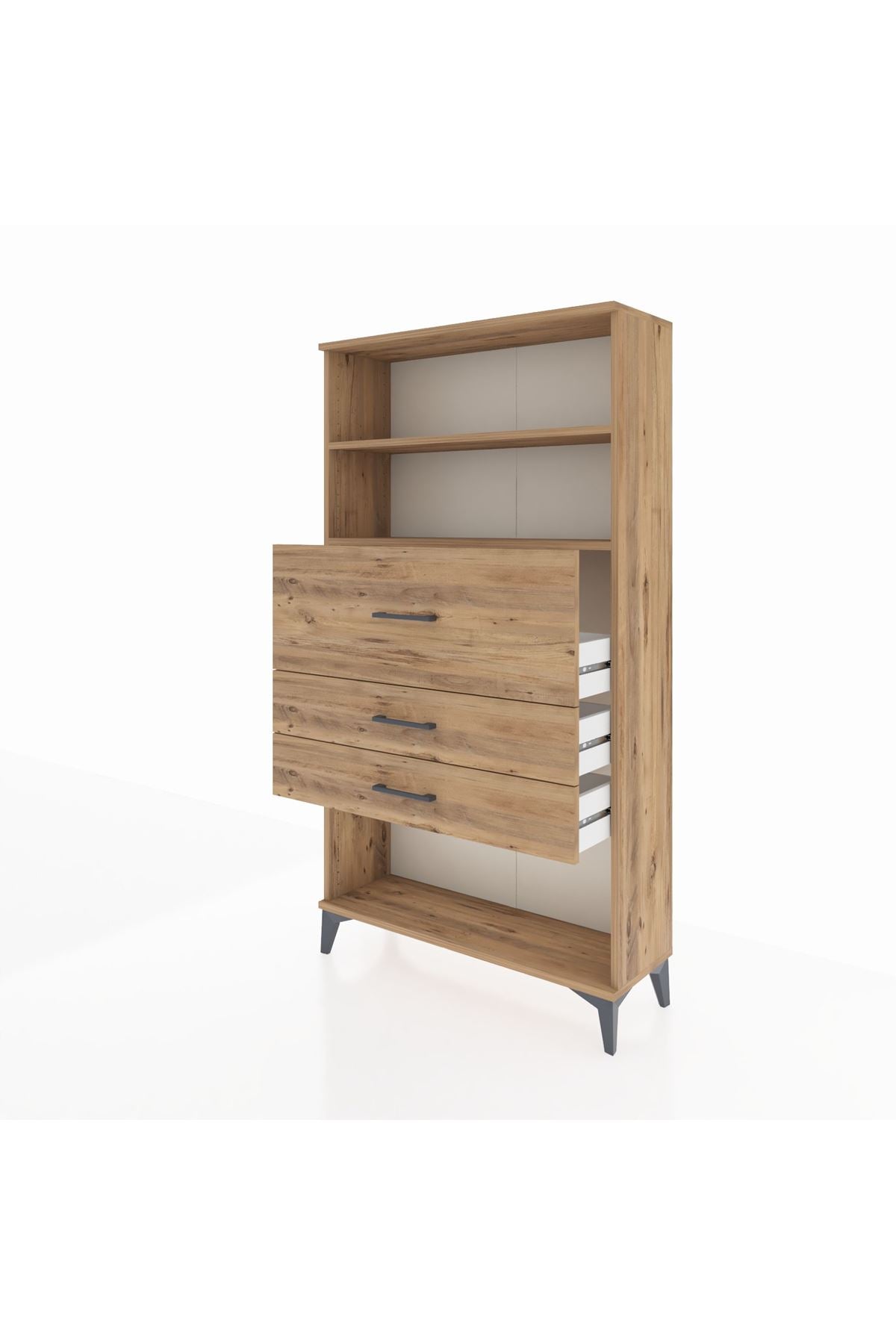 Arges Dolap 2 Raflı 3 Çekmeceli 88x30x163 Çam-Çam