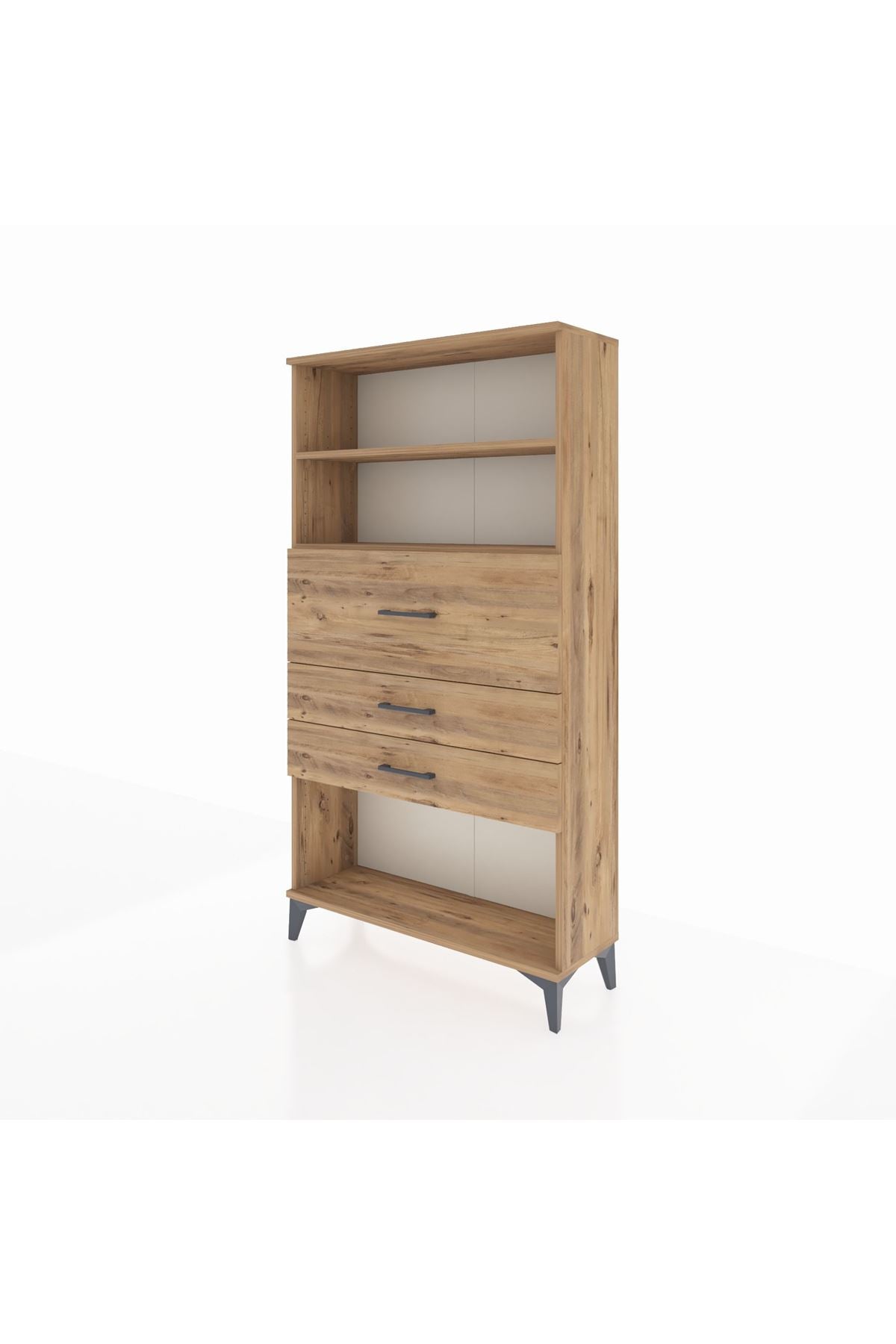 Arges Dolap 2 Raflı 3 Çekmeceli 88x30x163 Çam-Çam