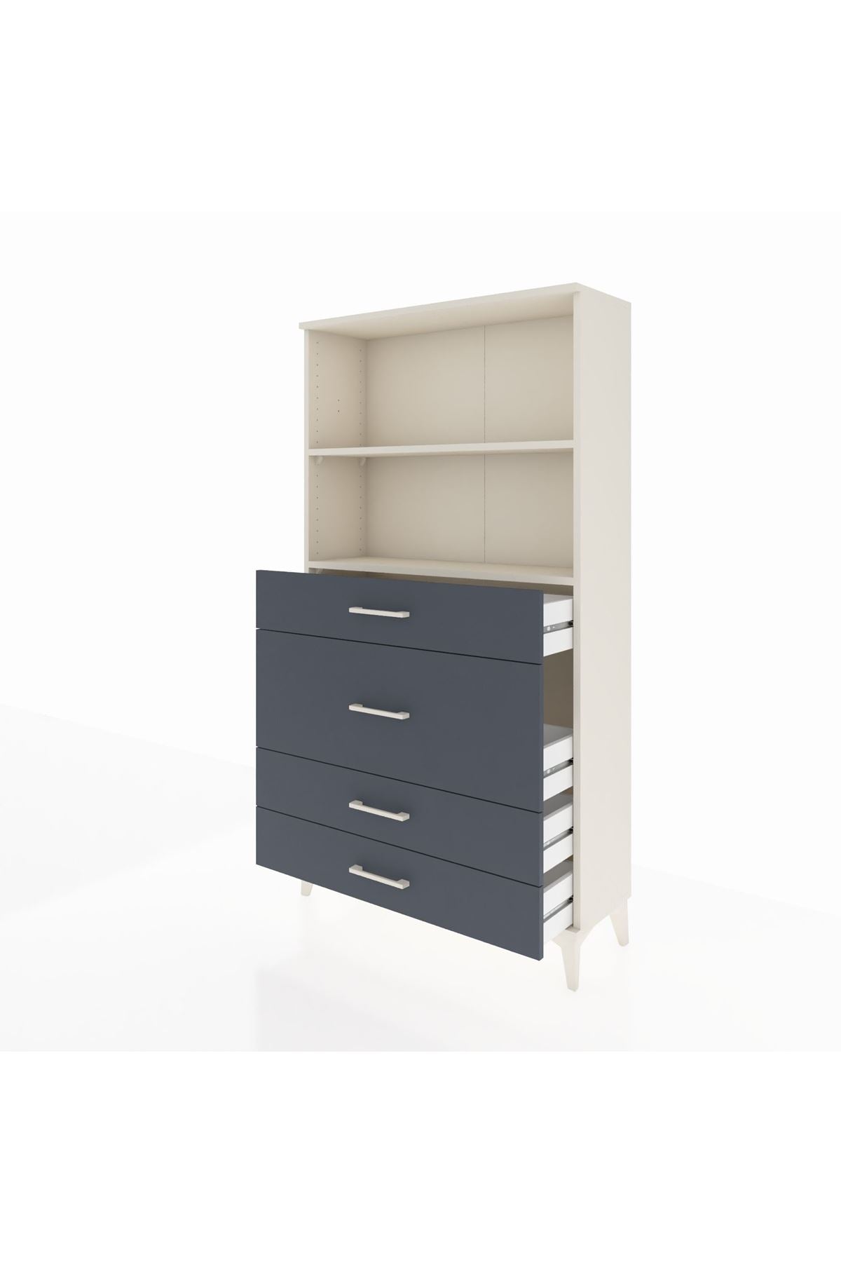 Arges Dolap 2 Raflı 4 Çekmeceli 88x30x163 Aytaşı-Antrasit