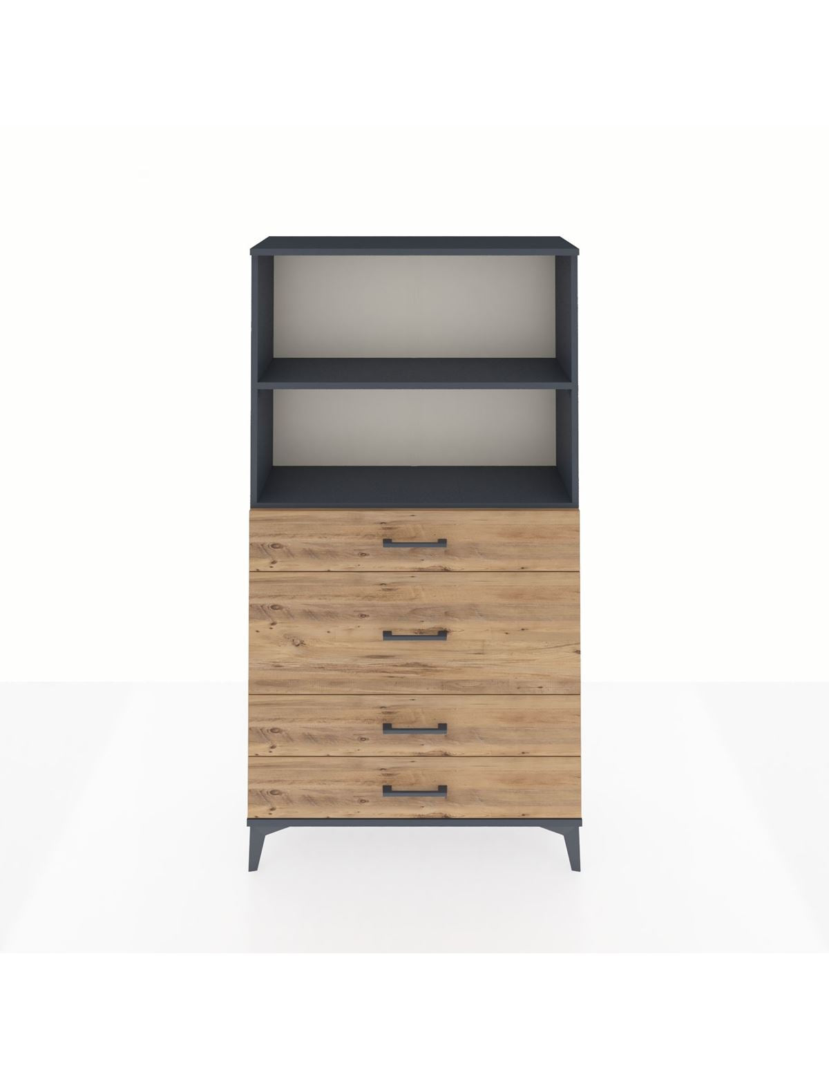 Arges Dolap 2 Raflı 4 Çekmeceli 88x30x163 Antrasit-Çam