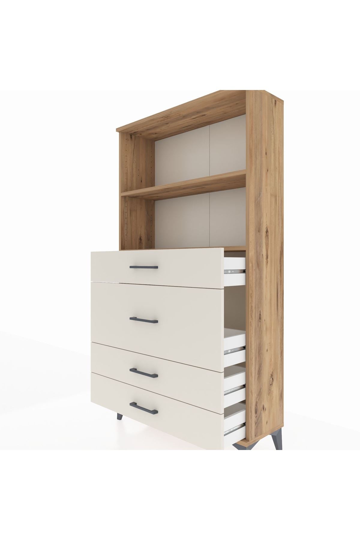 Arges Dolap 2 Raflı 4 Çekmeceli 88x30x163 Çam-Aytaşı